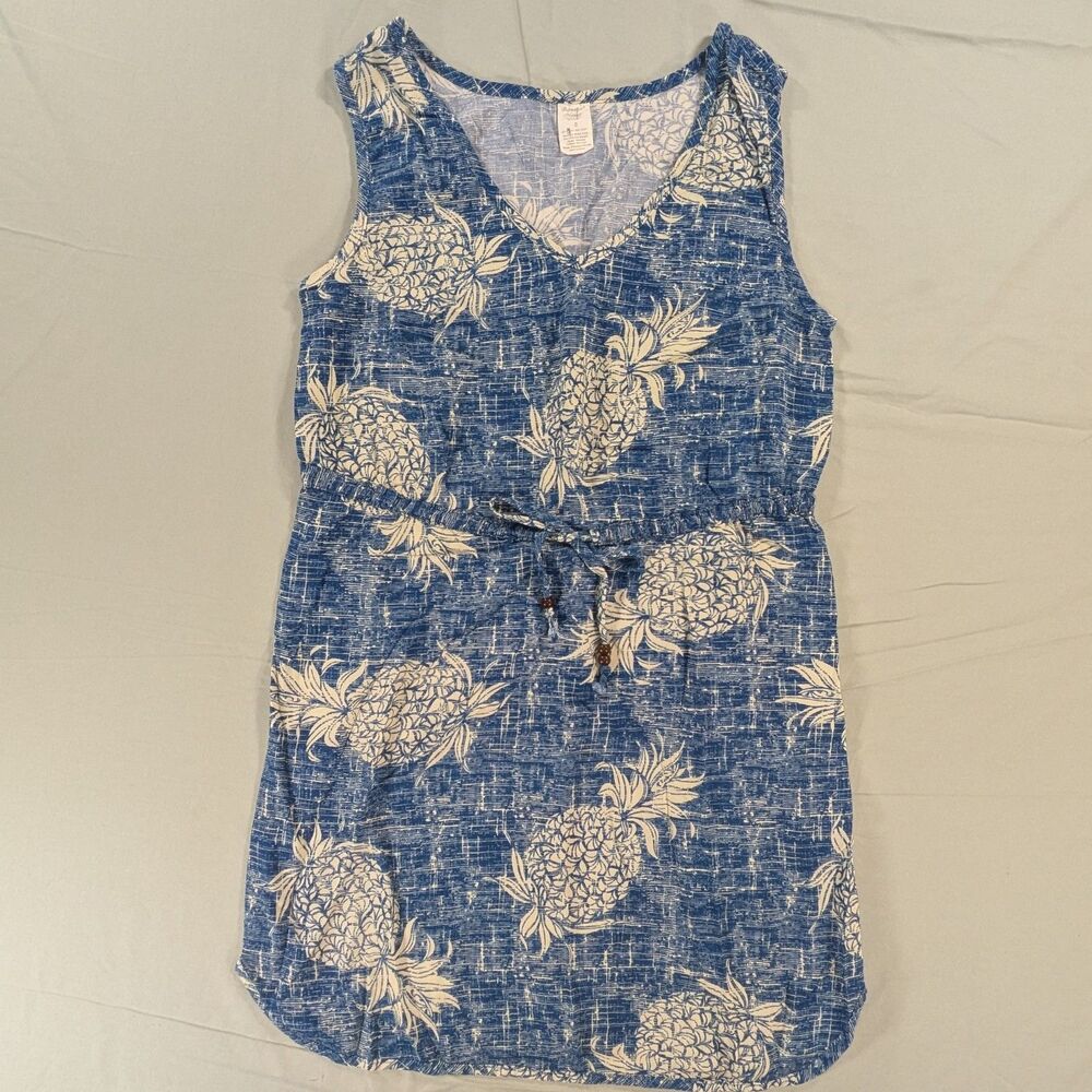Palmwave Hawaii Aloha Print Tropical Blue Mini Sleeveless Sundress Size S